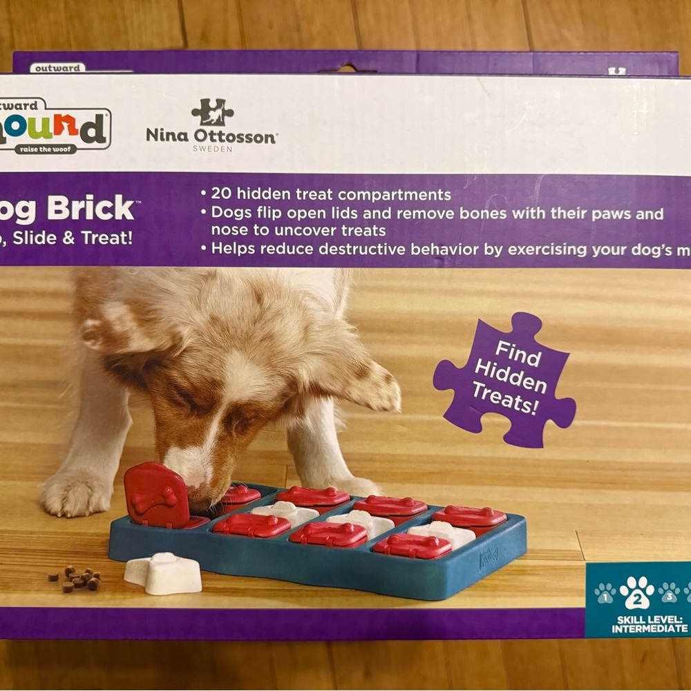 Outward Hound Dog Puzzle Toy Red and Blue Interactive Fun
